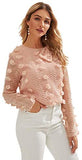 Women's Casaul Mesh Long Sleeve Round Neck Solid Blouse Top Tee