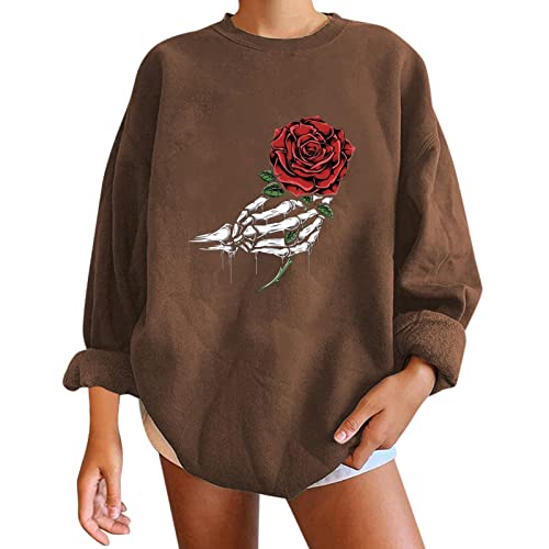 Womens Hoodless Loose Full Zip Sweatshirt Round Neck Casual Pullover Tops Fit Long Sleeve Womens Sweatshirts