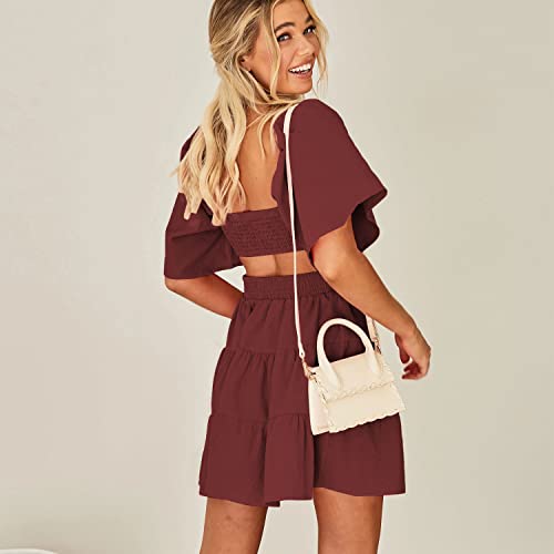 Velvet Womens Square Neck Criss Cross Pleated Flowy Dress Solid Color –  Divahotcouture