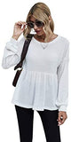 Women's Casual Lantern Long Sleeve Ruffle Hem Babydoll Tops T Shirts Tee