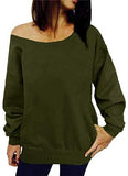 Women's Off Shoulder Casual Sweatshirt Pullover Long Sleeve Slouchy Shirt Top Blouse