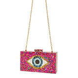 Clutch Purses for Women-Evil Eye Acrylic Clutch Glitter Purse Evening Bag Chain Shoulder Crossbody Handbags