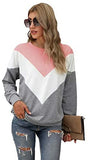 Women's Chevron Colorblock Sweatshirt Crew Neck Long Sleeve Pullover Multicolor