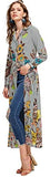 Women's Long Sleeve Button Up Stripe Floral Longline Blouse Shirt Cardigan