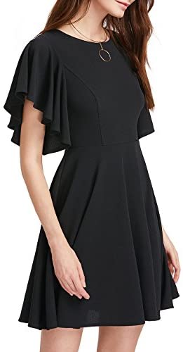 Women's Stretchy A Line Swing Flared Skater Cocktail Party Dress Black