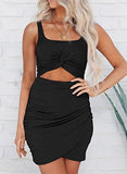 Black Dress for Women 2023 Summer Sleeveless Wrap Dresses Beach Bodycon Sundress Black