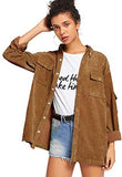 Women's Collar Button Down Roll up Long Sleeve Casual Jacket Outwear with Front Pockets
