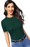 Women's Basic Plain Round Neck Short Sleeve Stretchy T-Shirts