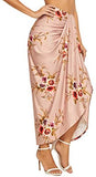 Women's Floral Slit Wrap Asymmetrical Elastic High Waist Maxi Draped Skirt