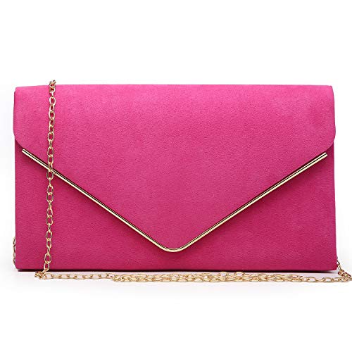 Ladies' Velvet Evening Clutch Handbag Formal Party Clutch For Women With Chain Strap (Rose)
