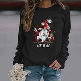 Daisy Sweatshirts Novelty Round Neck Long Sleeve Casual Tops Pullover for Womens Black