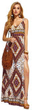 Women's Sleeveless V-Neck Split Cutout Tie Back Tribal Print Maxi Dress