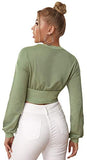 Women's Elegant Tight Hem Long Sleeve Round Neck Drop Shoulder Pullover Sweatshirt