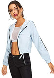 Women's Casual Long Sleeve Zip Up Lightweight Outwear Bomber Hooded Jacket