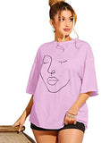 Women's Figure Graphic Oversized Loose Half Sleeve Tee Shirt