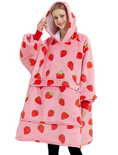 Wearable Blanket Hoodie for Adults Sherpa All Patterns Oversized Sweatshirt Blanket with Pockets