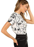 Women's Round Neck Short Sleeve Tops Cartoon Printed T Shirts