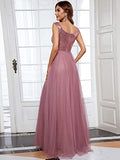 Women's Plus Size Off-Shoulder Glitter Long Evening Dress for Party Demin Blue US4