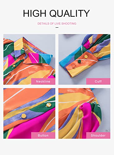 Women's Dressy Long Sleeve V-Neck Button Down Shirt, Spring Fall Casual Business