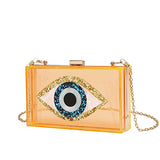 Clutch Purses for Women-Evil Eye Acrylic Clutch Glitter Purse Evening Bag Chain Shoulder Crossbody Handbags