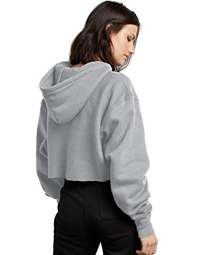 Champion womens Reverse Weave Cropped Cut-off Hoodie, Left Chest C Hooded Sweatshirt, White-549302, XX-Large US
