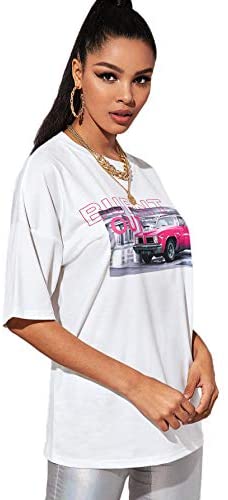 Women's Graphic Vintage Car T Shirt Letter Print Casual Tee Short Sleeve Round Neck Top