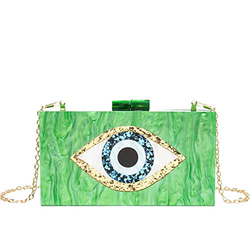 Clutch Purses for Women-Evil Eye Acrylic Clutch Glitter Purse Evening Bag Chain