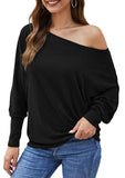 Long Sleeve Tops for Women,Sexy Off Shoulder Tops Oversized Pullover Sweater Casual Fall Shirts Tunic Blouse