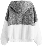 Women's Casual Zip Up Fleece Pullover Teddy Drawstring Hoodie Sweatshirt