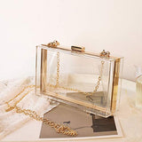 Women Acrylic Transparent Gold star Evening Bags Purses Clutch Vintage Banquet Handbag (Pink) Medium