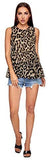 Women's Casual Leopard Print Tiered Ruffle Hem Blouse Flared Peplum Top