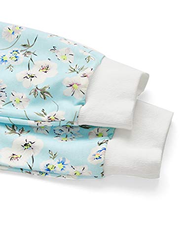 Women's Casual Floral Print Long Sleeve Pullover Tops Baby Blue