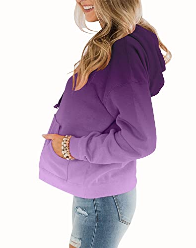 Womens Casual Hoodies Crew Neck Long Sleeve Sweatshirts With Pocket Lightweight