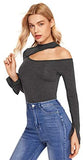Women's Sexy One Shoulder Long Sleeve Slim Fit Cut Out Tee T-Shirts