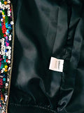 Women's Sequin Fitted Long Sleeve Zipper Blazer Bomber Jacket-Rainbow
