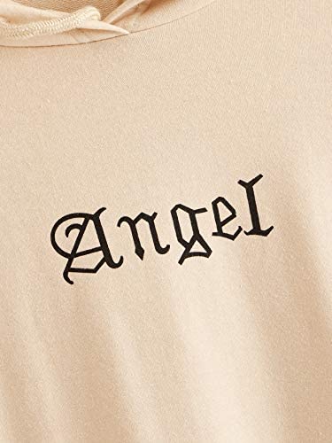 Women's Letter Graphic Print Pocket Drawstring Hoodie Sweatshirt