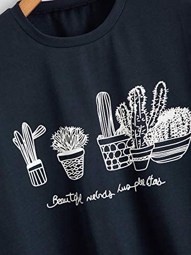 Women's Cactus Crewneck Long Sleeve Print Pullover Hoodie Sweatshirt Tops