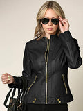 Womens Faux Leather Jacket with Hoodie