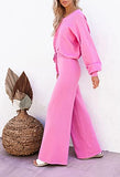 Pink Queen Women's 2 Piece Jogger Set Oversized Crop Sweater Top High Waist Long Pants Tracksuit Loungewear Green XL