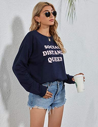 BMJL Women's Crewneck Sweatshirt Graphic Pullovers Slogan Long Sleeve Tops Messa