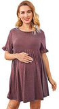 Women's Comfy Short Sleeve Smock Loose Tunic Flare Swing Party Dress