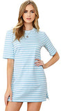 Women's Casual Loose Striped Mini Dress Short Sleeve T-Shirt Dresses