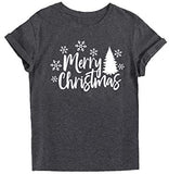 Women's Christmas Print Round Neck Short Sleeve Cotton Casual Tee Tops