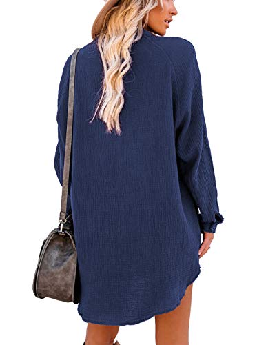 long sleeve tunic dress with pockets Long Sleeve Button Down Tunic Dresses with Pockets – Divahotcouture