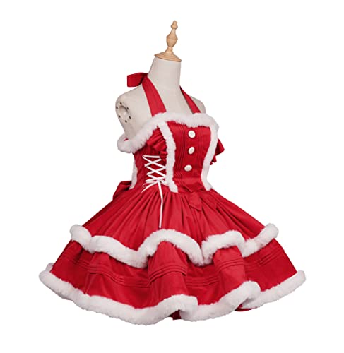 Christmas Dresses for Women Solid Color Fashion Warm Halter Dress Suit with Cloak (S, Dress) …