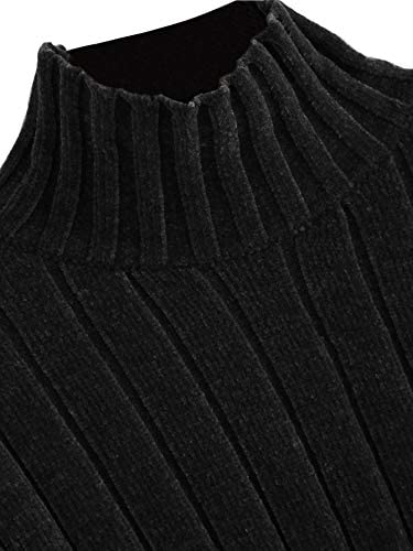 Women's High Neck Drop Shoulder Raw Hem Crop Sweater Pullovers