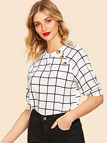 Women's Buttons Puff Sleeve Elegant Vintage Blouse Shirts Top