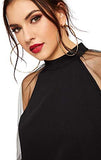 Women's Mesh Sheer Long Sleeve Puff Solid Loose Party Blouse Tops
