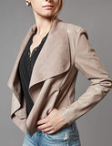 Women's Faux Leather Jackets Slim Open Front Lapel Blazer Jackets
