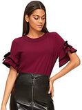 Women's Short Sleeve Casual Ruffle Blouse Shirt Top